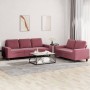 Zweiteiliges Sofaset in Weinrot aus Stoff. von , Sofas - Ref: Foro24-3201904, Preis: 462,60 €, Rabatt: %