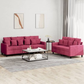 Zweiteiliges Sofaset mit roten Samtkissen. von , Sofas - Ref: Foro24-3201724, Preis: 480,66 €, Rabatt: %