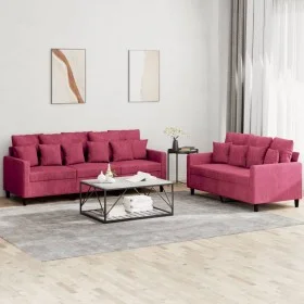 Zweiteiliges Sofaset mit roten Samtkissen. von , Sofas - Ref: Foro24-3201724, Preis: 468,92 €, Rabatt: %
