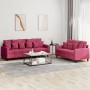 Juego de sofás con cojines 2 piezas terciopelo rojo tinto by , Sofas - Ref: Foro24-3201724, Price: 480,66 €, Discount: %