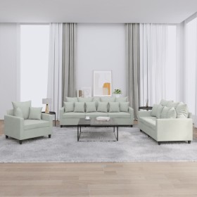 Dreiteiliges Sofaset mit Kissen aus hellgrauem Samt. von , Sofas - Ref: Foro24-3201680, Preis: 556,62 €, Rabatt: %