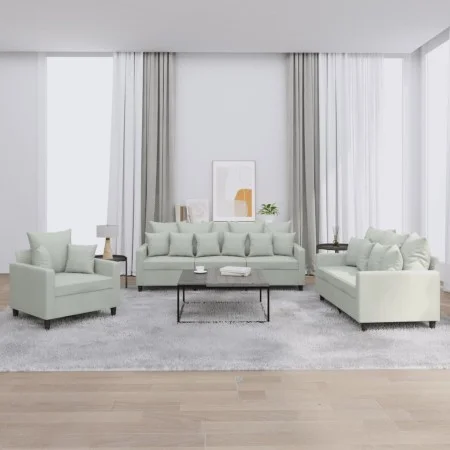 Juego de sofás con cojines 3 piezas terciopelo gris claro by , Sofas - Ref: Foro24-3201680, Price: 608,94 €, Discount: %
