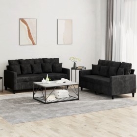 Zweiteiliges Sofaset mit schwarzen Samtkissen. von , Sofas - Ref: Foro24-3201705, Preis: 391,92 €, Rabatt: %