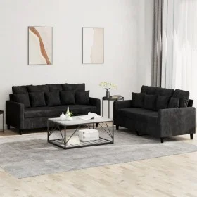 Zweiteiliges Sofaset mit schwarzen Samtkissen. von , Sofas - Ref: Foro24-3201705, Preis: 421,82 €, Rabatt: %