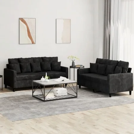 Zweiteiliges Sofaset mit schwarzen Samtkissen. von , Sofas - Ref: Foro24-3201705, Preis: 421,83 €, Rabatt: %