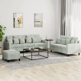 Dreiteiliges Sofaset mit Kissen aus hellgrauem Samt. von , Sofas - Ref: Foro24-3201730, Preis: 528,76 €, Rabatt: %