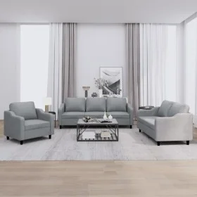 Juego de sofás con cojines 3 piezas tela gris claro by , Sofas - Ref: Foro24-3201770, Price: 626,76 €, Discount: %