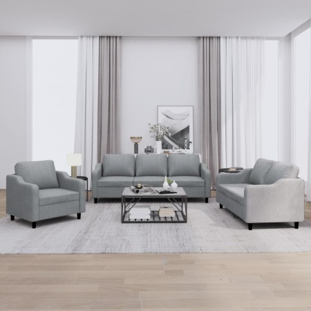 Juego de sofás con cojines 3 piezas tela gris claro by , Sofas - Ref: Foro24-3201770, Price: 592,67 €, Discount: %