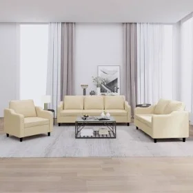 Juego de sofás con cojines 3 piezas tela crema by , Sofas - Ref: Foro24-3201772, Price: 672,68 €, Discount: %
