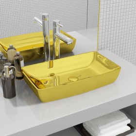 Washbasin 71x38x13.5 cm ceramic gold by vidaXL, Sinks - Ref: Foro24-143480, Price: 133,92 €, Discount: %