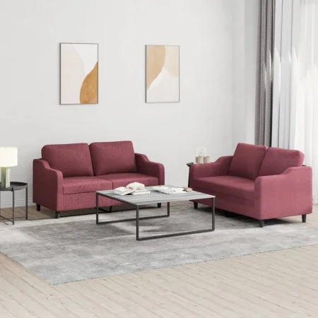 Zweiteiliges Sofaset mit Kissen, Stoff in Weinrot. von , Sofas - Ref: Foro24-3201808, Preis: 405,05 €, Rabatt: %