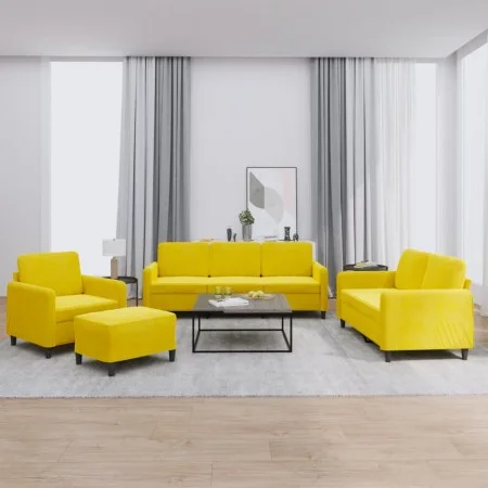 Juego de sofás 4 piezas terciopelo amarillo by , Sofas - Ref: Foro24-3201950, Price: 706,12 €, Discount: %