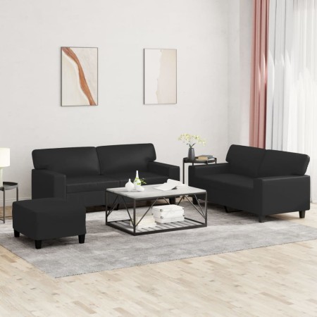 Juego de sofás 3 piezas cuero sintético negro by , Sofas - Ref: Foro24-3201919, Price: 571,82 €, Discount: %