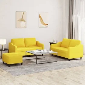 Juego de sofás con cojines 3 piezas tela amarillo claro de , Sofás - Ref: Foro24-3201815, Precio: 453,39 €, Descuento: %