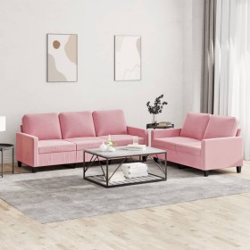 Juego de sofás con cojines 2 piezas terciopelo rosa