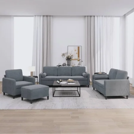 Sofagarnitur mit 4-teiligen dunkelgrauen Samtkissen. von , Sofas - Ref: Foro24-3201965, Preis: 674,84 €, Rabatt: %