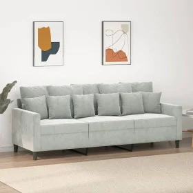 Sofá de 3 plazas terciopelo gris claro 180 cm by , Sofas - Ref: Foro24-359313, Price: 254,15 €, Discount: %