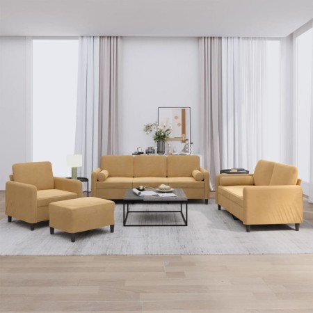 Juego de sofás con cojines 4 piezas terciopelo marrón by , Sofas - Ref: Foro24-3201971, Price: 704,49 €, Discount: %