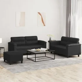Juego de sofás con cojines 3 piezas cuero sintético negro by , Sofas - Ref: Foro24-3202367, Price: 498,40 €, Discount: %