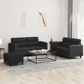 Juego de sofás con cojines 3 piezas cuero sintético negro by , Sofas - Ref: Foro24-3202367, Price: 475,92 €, Discount: %