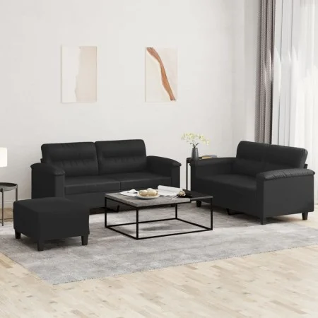 Juego de sofás con cojines 3 piezas cuero sintético negro by , Sofas - Ref: Foro24-3202367, Price: 498,40 €, Discount: %