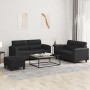 Juego de sofás con cojines 3 piezas cuero sintético negro by , Sofas - Ref: Foro24-3202367, Price: 475,92 €, Discount: %