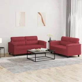 Juego de sofás con cojines 2 piezas cuero sintético rojo tinto by , Sofas - Ref: Foro24-3202365, Price: 480,54 €, Discount: %