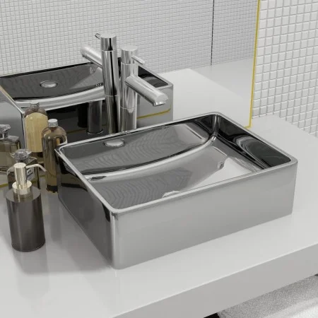 Lavabo 41x30x12 cm cerámica plateado de vidaXL, Lavabos - Ref: Foro24-143495, Precio: 65,52 €, Descuento: %