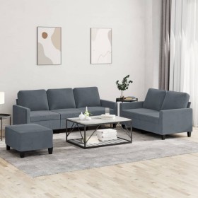 Dreiteiliges Sofaset mit dunkelgrauen Samtkissen. von , Sofas - Ref: Foro24-3201527, Preis: 526,40 €, Rabatt: %