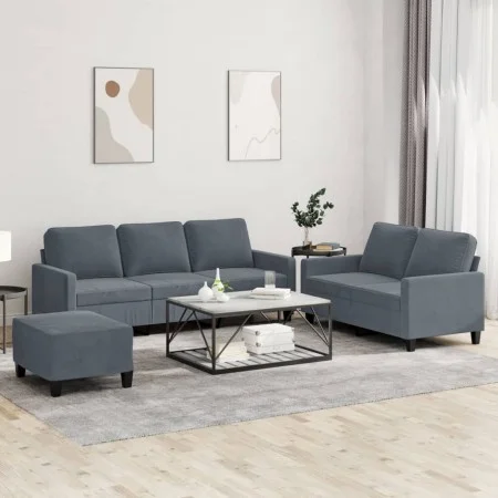 Dreiteiliges Sofaset mit dunkelgrauen Samtkissen. von , Sofas - Ref: Foro24-3201527, Preis: 555,43 €, Rabatt: %