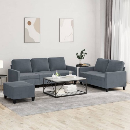 Juego de sofás con cojines 3 piezas terciopelo gris oscuro by , Sofas - Ref: Foro24-3201527, Price: 526,40 €, Discount: %