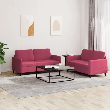 Zweiteiliges Samtsofa-Set in Weinrot. von , Sofas - Ref: Foro24-3201978, Preis: 453,96 €, Rabatt: %