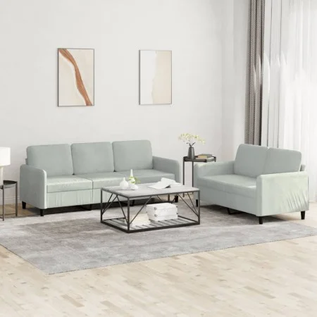 Zweiteiliges Sofa-Set aus hellgrauem Samt von , Sofas - Ref: Foro24-3202014, Preis: 435,60 €, Rabatt: %