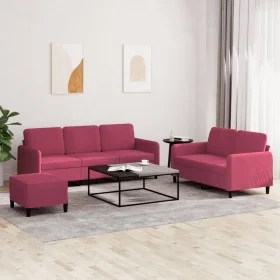 Dreiteiliges Samtsofa-Set in Weinrot. von , Sofas - Ref: Foro24-3202028, Preis: 524,72 €, Rabatt: %