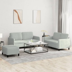 Dreiteiliges Sofa-Set aus hellgrauem Samt von , Sofas - Ref: Foro24-3201984, Preis: 399,46 €, Rabatt: %
