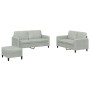 Dreiteiliges Sofa-Set aus hellgrauem Samt von , Sofas - Ref: Foro24-3201984, Preis: 399,46 €, Rabatt: %