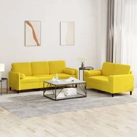 Juego de sofás con cojines 2 piezas terciopelo amarillo by , Sofas - Ref: Foro24-3202040, Price: 538,75 €, Discount: %