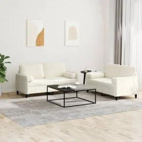 Juego de sofás con cojines 2 piezas terciopelo crema by , Sofas - Ref: Foro24-3202002, Price: 513,86 €, Discount: %