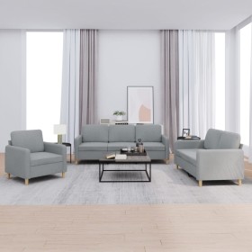 Juego de sofás con cojines 3 piezas tela gris claro by , Sofas - Ref: Foro24-3202054, Price: 667,97 €, Discount: %