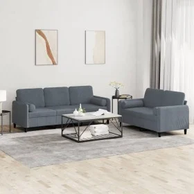 Juego de sofás con cojines 2 piezas terciopelo gris oscuro by , Sofas - Ref: Foro24-3202035, Price: 490,13 €, Discount: %