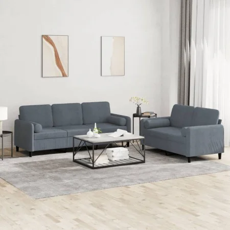 Juego de sofás con cojines 2 piezas terciopelo gris oscuro de , Sofás - Ref: Foro24-3202035, Precio: 491,07 €, Descuento: %