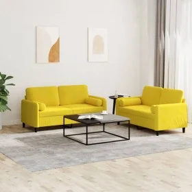 Zweiteiliges Sofaset mit gelben Samtkissen. von , Sofas - Ref: Foro24-3202000, Preis: 451,98 €, Rabatt: %