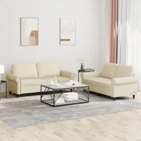 Juego de sofás con cojines 2 piezas cuero sintético crema by , Sofas - Ref: Foro24-3202151, Price: 417,04 €, Discount: %