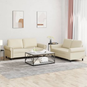 Zweiteiliges Sofaset mit cremefarbenen Kunstlederkissen. von , Sofas - Ref: Foro24-3202151, Preis: 444,61 €, Rabatt: %