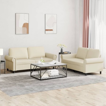 Zweiteiliges Sofaset mit cremefarbenen Kunstlederkissen. von , Sofas - Ref: Foro24-3202151, Preis: 444,61 €, Rabatt: %
