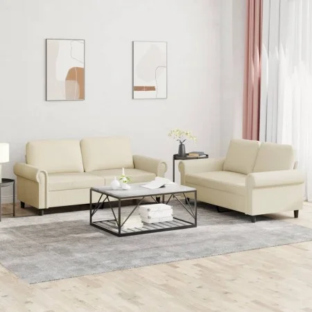 Zweiteiliges Sofaset mit cremefarbenen Kunstlederkissen. von , Sofas - Ref: Foro24-3202151, Preis: 417,04 €, Rabatt: %