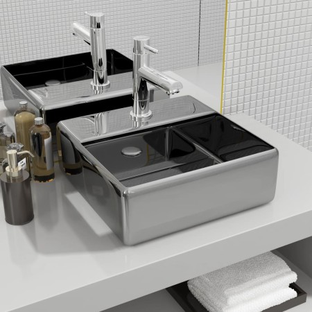 Washbasin with tap hole 38x30x11.5 cm ceramic silver by vidaXL, Sinks - Ref: Foro24-143487, Price: 62,12 €, Discount: %