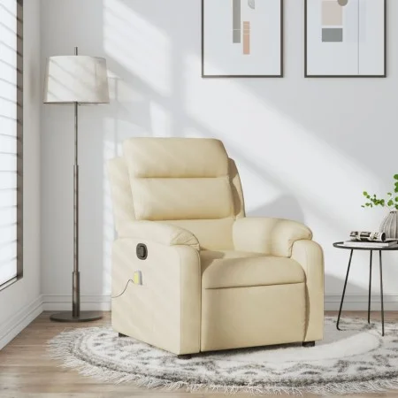 Sillón de masaje reclinable de tela crema de , Sillones - Ref: Foro24-373483, Precio: 263,49 €, Descuento: %