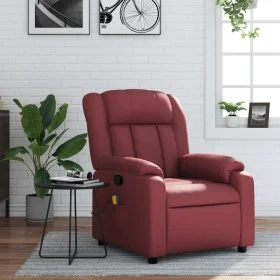 Sillón de masaje reclinable cuero sintético rojo tinto de , Sillones - Ref: Foro24-373571, Precio: 206,69 €, Descuento: %