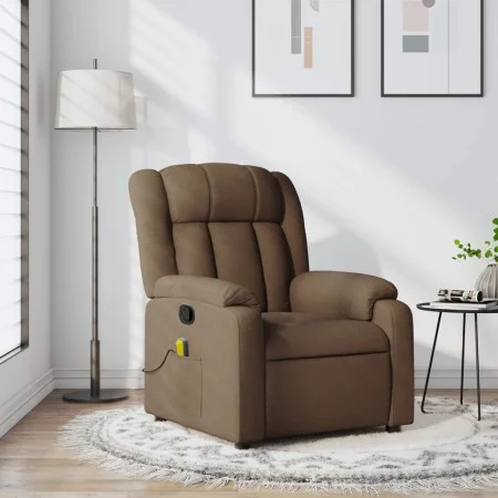 Sillón reclinable con masaje de tela marrón by , Armchairs - Ref: Foro24-373590, Price: 235,78 €, Discount: %